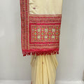 Elegant Cream Silk Saree with Red - Mangaldeep NX