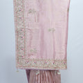 Elegant Dusty Pink Handloom Banarasi Silk Saree with Stone Work Border Bridal Festive Wear - Mangaldeep NX