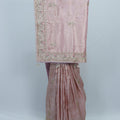 Elegant Dusty Pink Handloom Banarasi Silk Saree with Stone Work Border Bridal Festive Wear - Mangaldeep NX