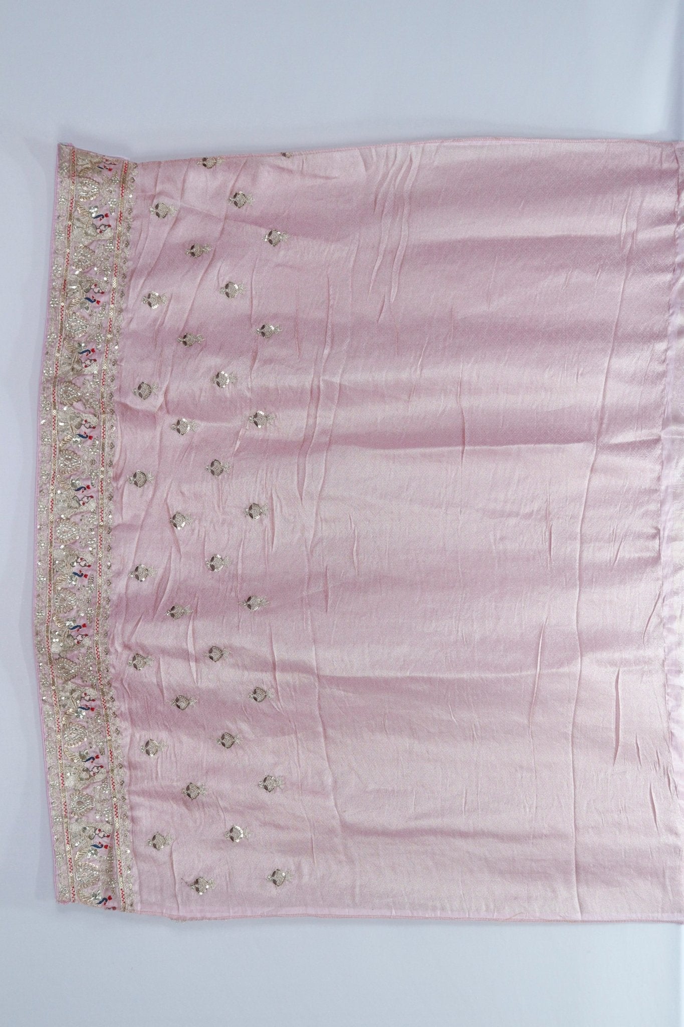 Elegant Dusty Pink Handloom Banarasi Silk Saree with Stone Work Border Bridal Festive Wear - Mangaldeep NX