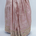 Elegant Dusty Pink Handloom Banarasi Silk Saree with Stone Work Border Bridal Festive Wear - Mangaldeep NX