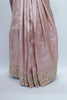 Elegant Dusty Pink Handloom Banarasi Silk Saree with Stone Work Border Bridal Festive Wear - Mangaldeep NX