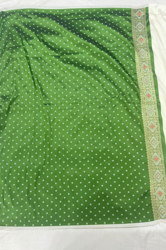 Elegant Green and Ivory Banarasi Silk Saree - Mangaldeep NX