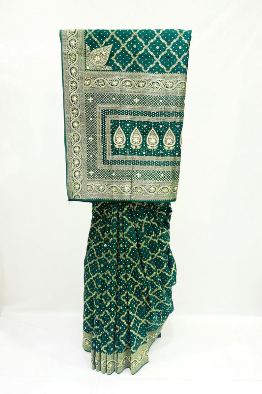 Elegant Green Bandhani Saree - Mangaldeep NX