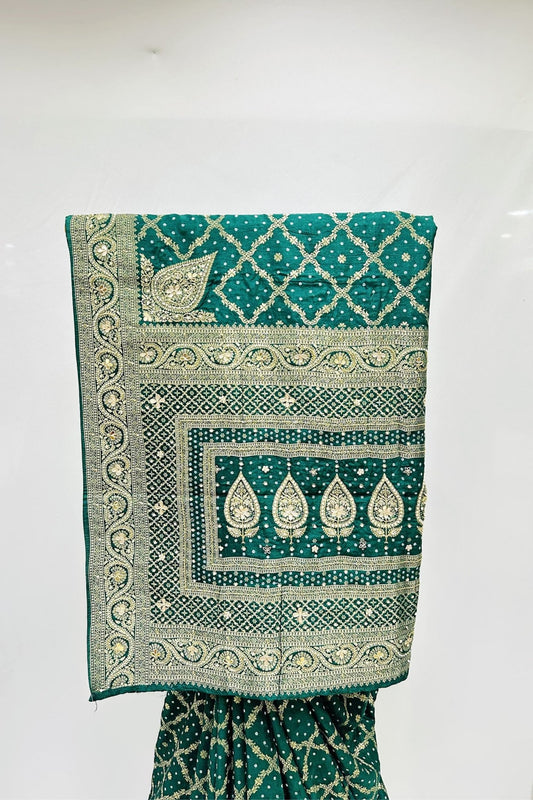 Elegant Green Bandhani Saree - Mangaldeep NX