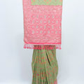 Elegant Green Bandhani Silk Saree with Pink Banarasi Zari Pallu for Weddings Festivals - Mangaldeep NX