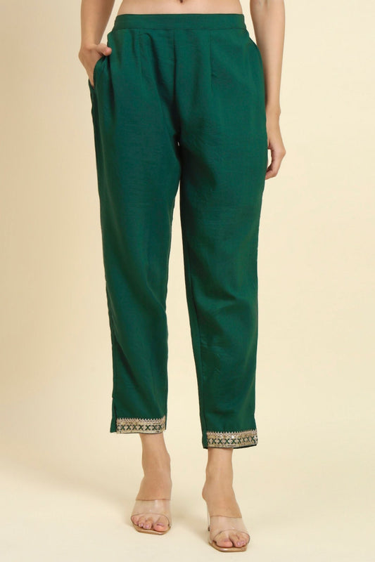 Elegant Green Silk Blend Salwar Suit with Embroidered Details - Mangaldeep NX