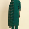 Elegant Green Silk Blend Salwar Suit with Embroidered Details - Mangaldeep NX