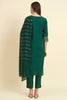 Elegant Green Silk Blend Salwar Suit with Embroidered Details - Mangaldeep NX