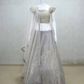 Elegant Grey Embroidered Silk Lehenga Choli with Net Dupatta - Mangaldeep NX