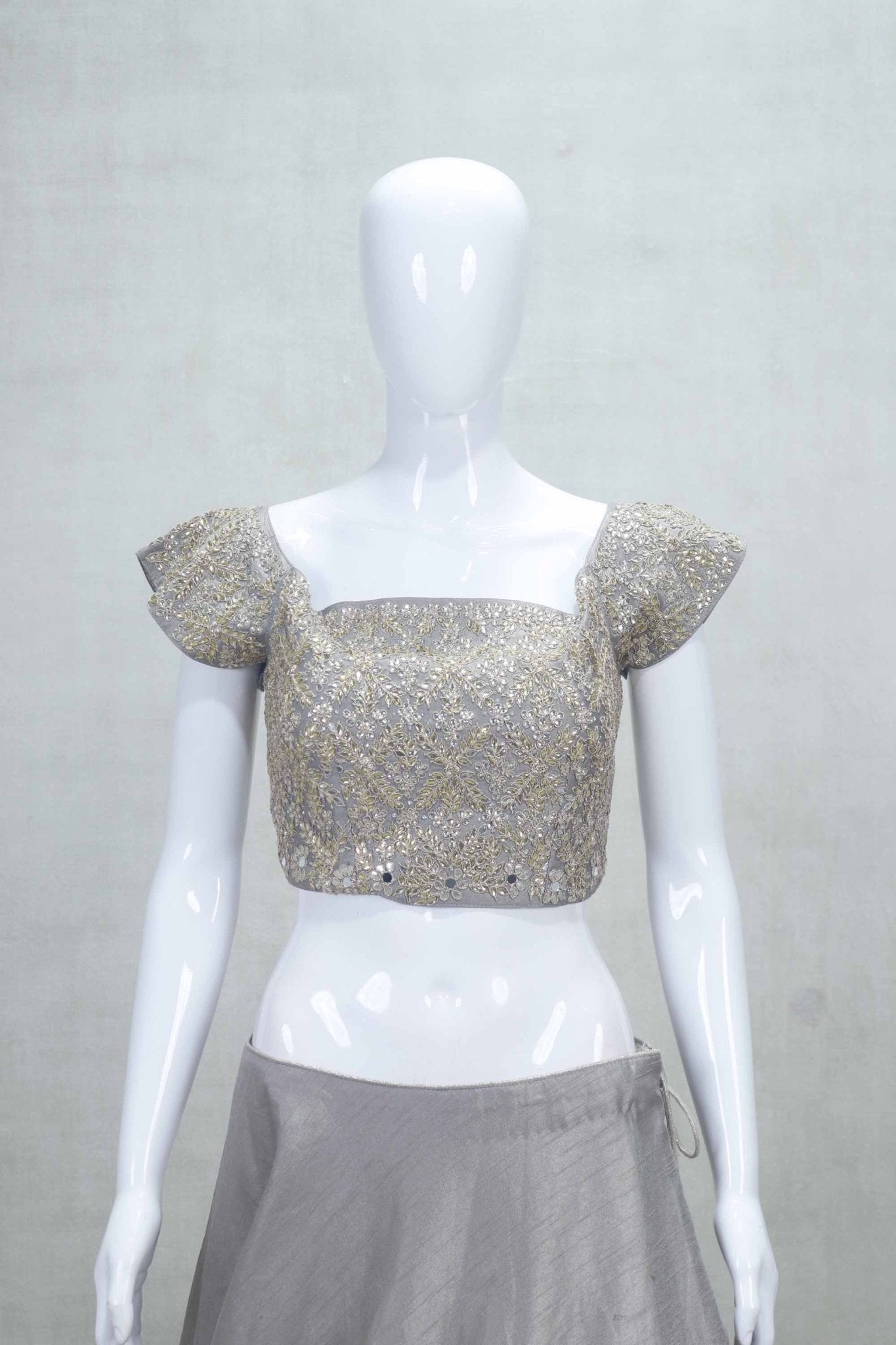 Elegant Grey Embroidered Silk Lehenga Choli with Net Dupatta - Mangaldeep NX