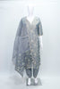 Elegant Grey Floral Embroidered Organza Kurta Set with Matching Pants and Dupatta - Mangaldeep NX