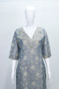 Elegant Grey Floral Embroidered Organza Kurta Set with Matching Pants and Dupatta - Mangaldeep NX
