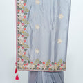 Elegant Grey Silk Saree Festive Wedding Wear - Mangaldeep NX