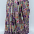 Elegant Lavender Patola Print Saree with Zari Border Traditional Banarasi Style Silk Blend Saree for Festive Wedding Wear - Mangaldeep NX