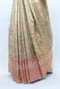 Elegant Light Green and Peach Banarasi Silk Saree with Floral Zari Weaving and Tassel Detailing Wedding Festive Wear - Mangaldeep NX