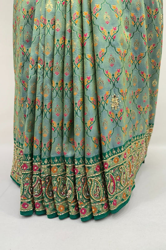 Elegant Light Green Banarasi Silk Saree - Mangaldeep NX