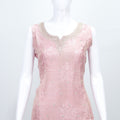 Elegant Light Pink Sleeveless Embroidered Salwar Suit Set with Net Dupatta for Women - Mangaldeep NX