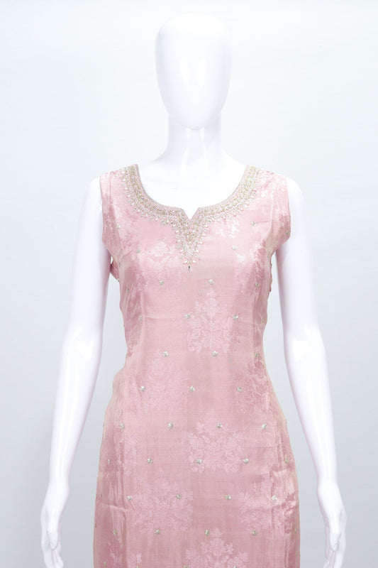 Elegant Light Pink Sleeveless Embroidered Salwar Suit Set with Net Dupatta for Women - Mangaldeep NX