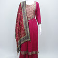 Elegant Magenta Anarkali Kurta Set with Printed Dupatta Gota Patti Detailing Festive Ethnic Wear for Women - Mangaldeep NX