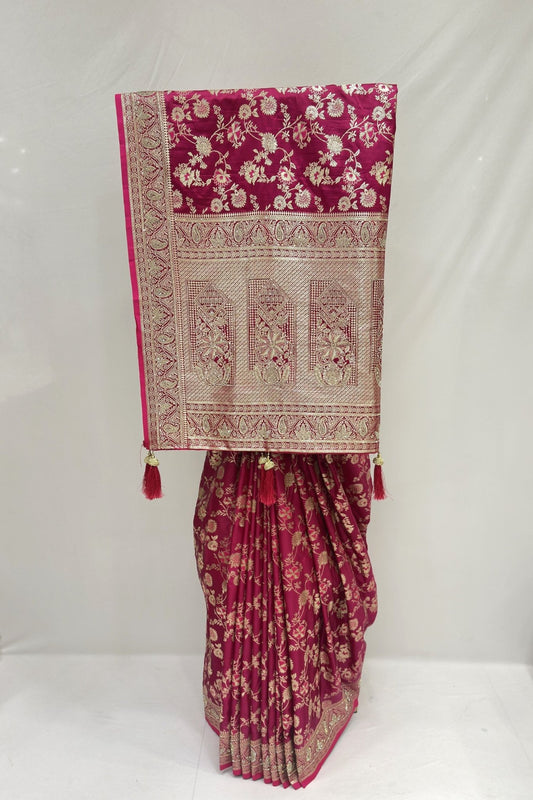Elegant Magenta Banarasi Silk Saree - Mangaldeep NX