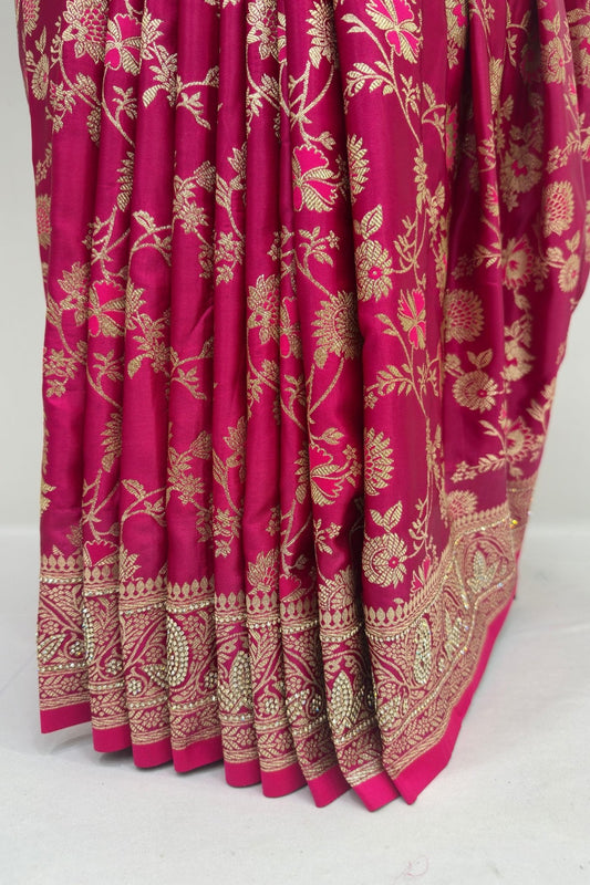 Elegant Magenta Banarasi Silk Saree - Mangaldeep NX