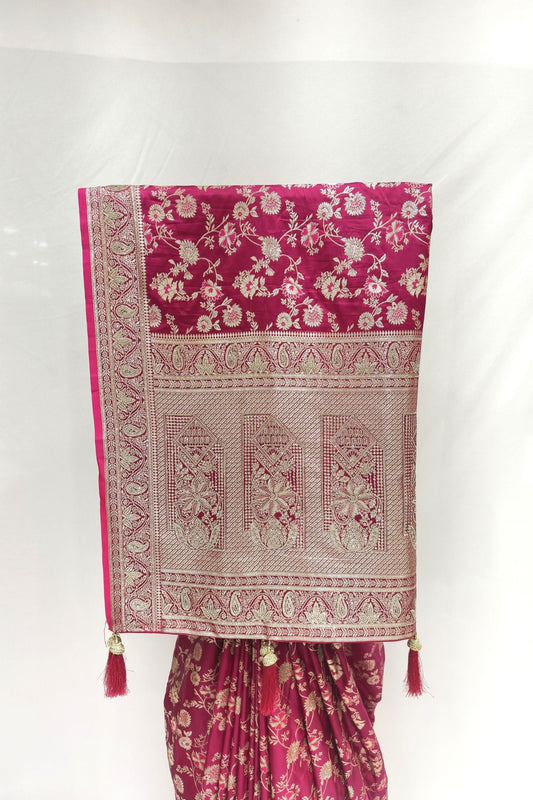 Elegant Magenta Banarasi Silk Saree - Mangaldeep NX