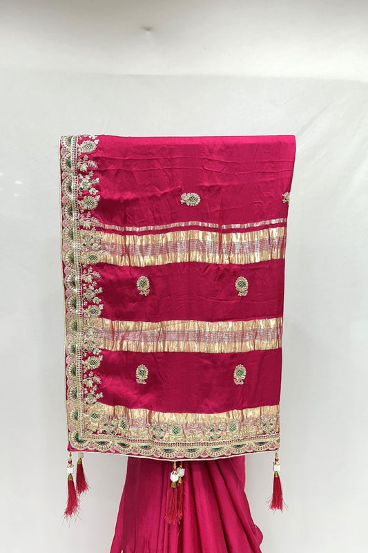 Elegant Magenta Silk Saree with Zari Embroidery - Mangaldeep NX