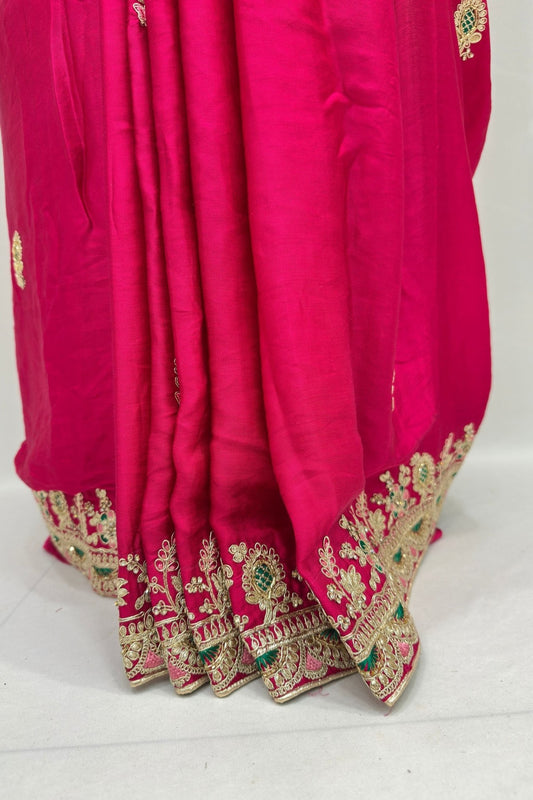 Elegant Magenta Silk Saree with Zari Embroidery - Mangaldeep NX