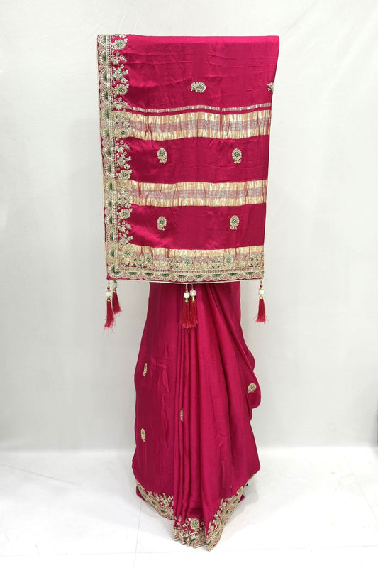 Elegant Magenta Silk Saree with Zari Embroidery - Mangaldeep NX