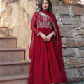 Elegant Maroon Anarkali Dress with Heavy Embroidery - Mangaldeep NX