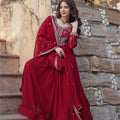 Elegant Maroon Anarkali Dress with Heavy Embroidery - Mangaldeep NX
