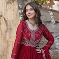 Elegant Maroon Anarkali Dress with Heavy Embroidery - Mangaldeep NX