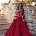 Elegant Maroon Anarkali Dress with Heavy Embroidery - Mangaldeep NX