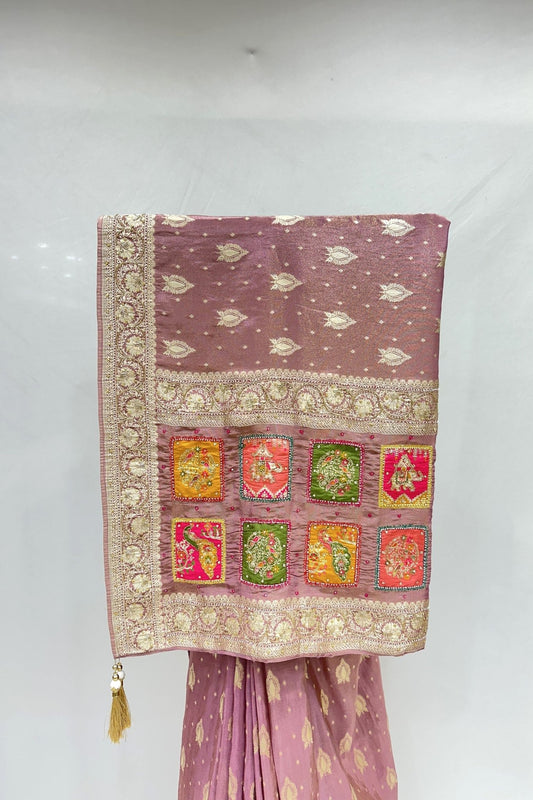 Elegant Mauve Banarasi Silk Saree - Mangaldeep NX
