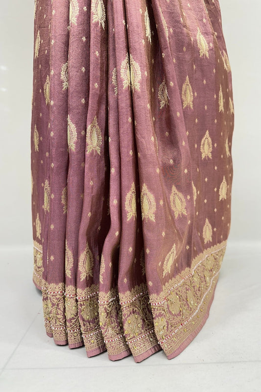 Elegant Mauve Banarasi Silk Saree - Mangaldeep NX