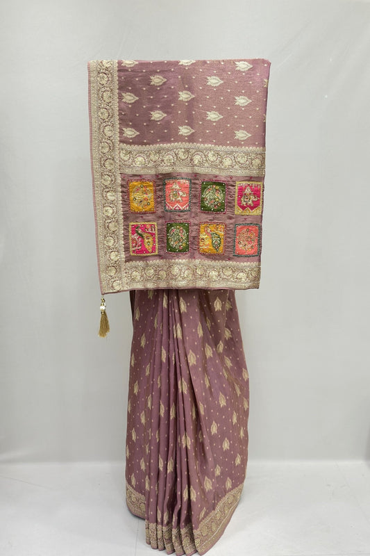 Elegant Mauve Banarasi Silk Saree - Mangaldeep NX