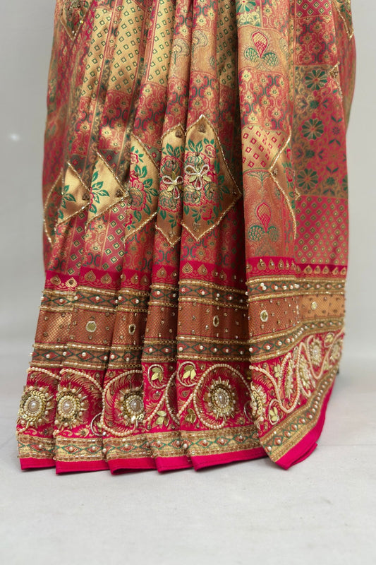 Elegant Multicolor Banarasi Silk Saree with Patchwork - Mangaldeep NX