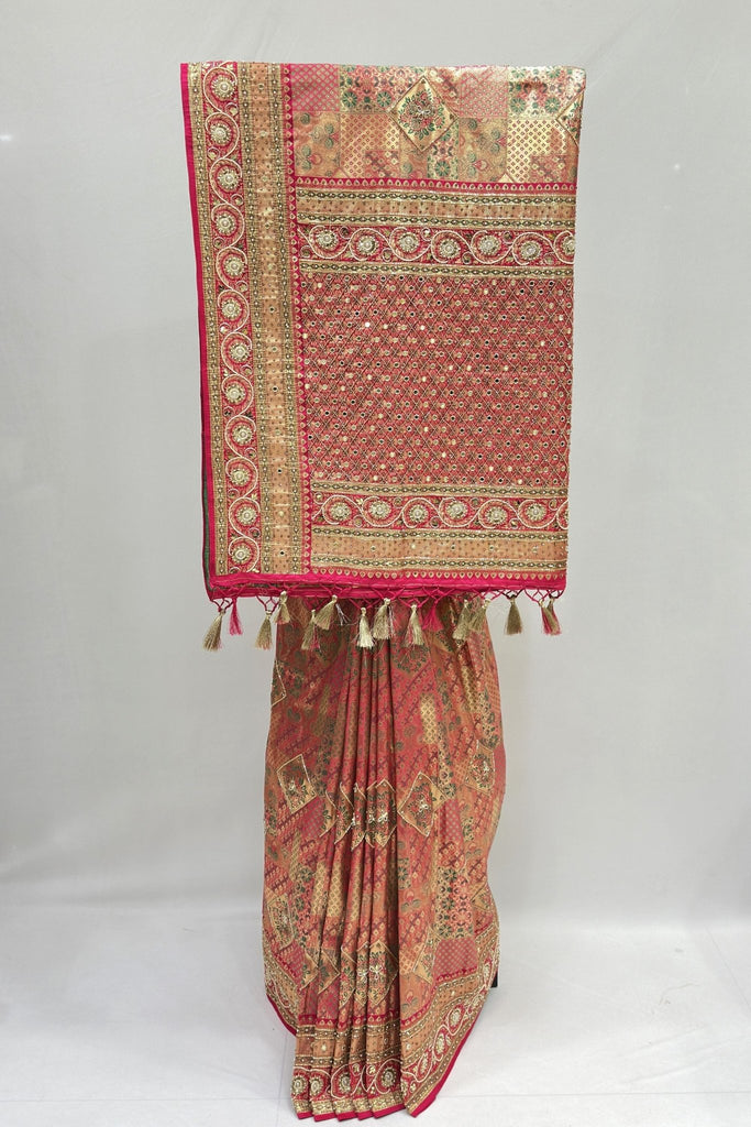 Elegant Multicolor Banarasi Silk Saree with Patchwork - Mangaldeep NX