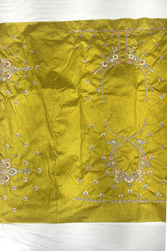 Elegant Mustard Yellow Banarasi Silk Saree with Floral Embroidered Border - Mangaldeep NX