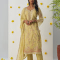 Elegant Mustard Yellow Chiffon Embroidered Salwar Suit - Mangaldeep NX