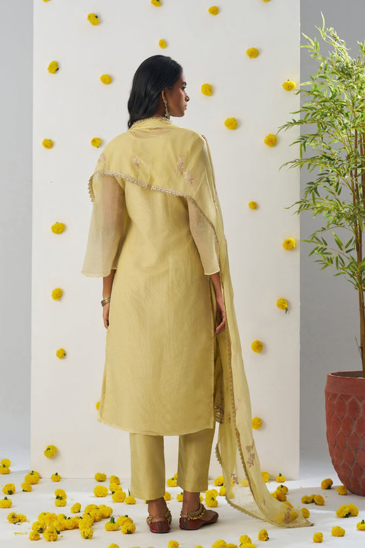 Elegant Mustard Yellow Chiffon Embroidered Salwar Suit - Mangaldeep NX