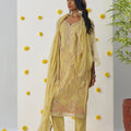 Elegant Mustard Yellow Chiffon Embroidered Salwar Suit - Mangaldeep NX