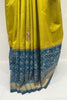 Elegant Mustard Yellow Silk Saree with Blue Zari Border - Mangaldeep NX