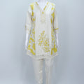 Elegant Off White and Yellow Floral Print Cotton Kurta Set - Mangaldeep NX