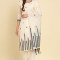 Elegant Off - White Embroidered Cotton Silk Salwar Suit with Dupatta - Mangaldeep NX