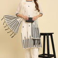 Elegant Off - White Embroidered Cotton Silk Salwar Suit with Dupatta - Mangaldeep NX