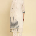 Elegant Off - White Embroidered Cotton Silk Salwar Suit with Dupatta - Mangaldeep NX