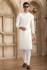 Elegant Off - White Silk Kurta Pyjama Set with Mirror Work Detailing - Mangaldeep NX