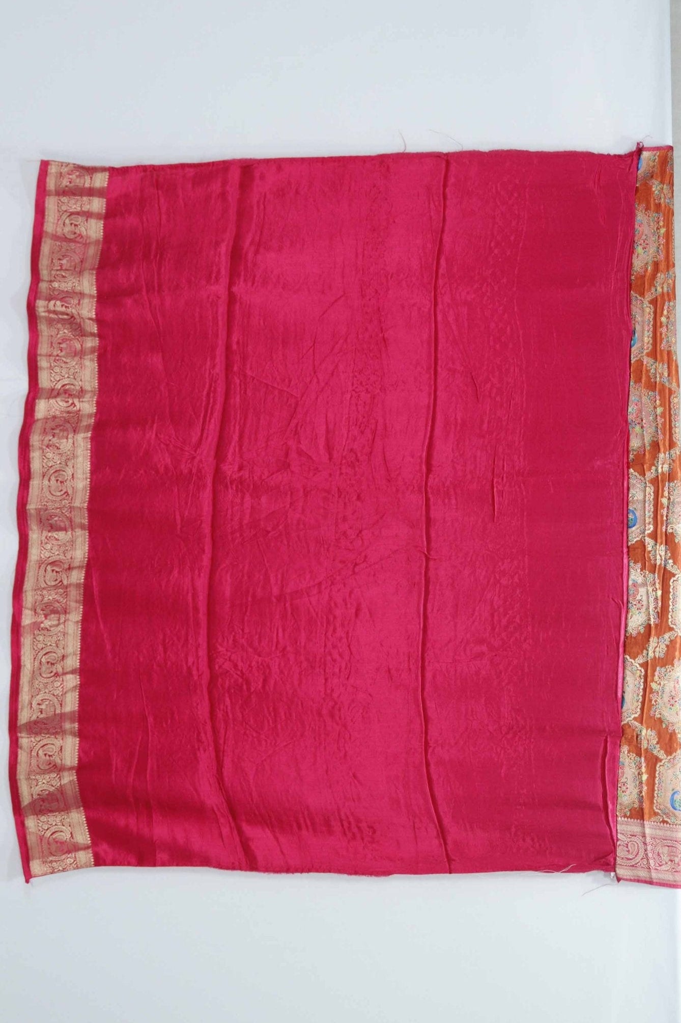 Elegant Orange and Pink Banarasi Silk Saree Traditional Festive & Wedding Wear - Mangaldeep NX